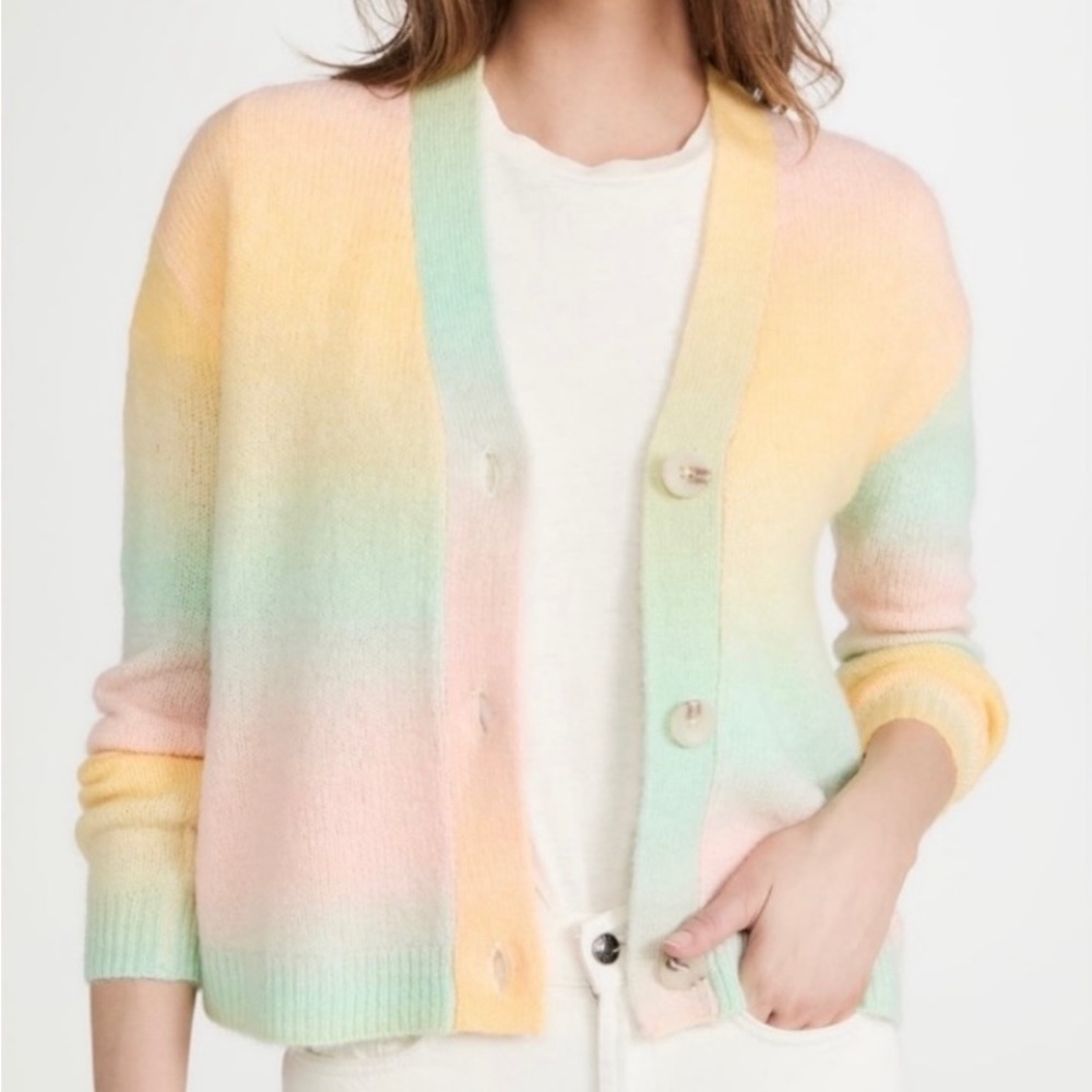 BB Dakota x Steve Madden Rainbow Stripe Button Wool Blend Cardigan Women’s S